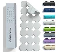 Webos Bathtub Mat Non Slip: Extra Long Rubber Bath Mat for Tub with Strong Suction Cups 15.4" x 37.8" Anti Slip Shower Mat, Big Drain Holes Bathroom Mats for Tub & Shower, Circle-White
