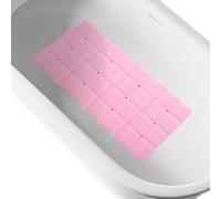 Webos Bathtub Mat Non Slip Soft Rubber Bathroom Bath No Suction Cups for Textured Tub Silicone Shower Bath Tub Mat(Pink, 28-inch x 14-inch)