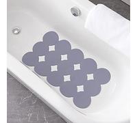 Webos Non-Slip Bathtub Mat Soft Rubber Bathroom Bathmat with Strong Suction Cups (Circle-Grey, 28x16 inch)