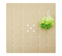 Webos Shower Mat for Textured Surface：Silicone Non Slip Shower Mat Without Suction Cups Foldable - Square Bath Mat for Reglazed Tub Textured Shower Floor (Beige, 21x21)