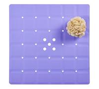 Webos Shower Mat Non Slip: Silicone Foldable no Suction Cups Bath Mats Machine Washable for Textured and Reglazed Shower Stall Safety Matt with Drain Holes Bathtub Mat (Purple, 21x21 Inches)