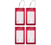 WeBravery Luggage Tags Metal Suitcase Tags Travel Bag ID Identifier Luggage Tag (Red 4Pack)