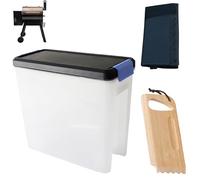 WEBROIL Plastic Wood Pellet Storage Containers for Traeger BAC637 & BAC454 Bristle-Free Grill Scraper,Multi-functional Charcoal/Cat food/Dog Food/Keep Dry Clear 22lb Capacity Bucket with Locking Lid