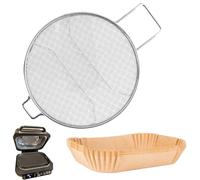 WEBROIL Splatter Shield & 100PCS Paper Liners for Ninja IG651,IG600,IG601 Foodi Air Fryer Accessories, Stainless Steel Splash Guard Replacement Parts for Ninja 6 in 1 Smart XL Indoor Grill Mesh Screen