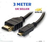 WEBSELLER31 3M TYPE D MICRO HDDMI CABLE LEAD FOR Panasonic Lumix DC-TZ90 Camera PHOTO TRANSFER TO PC/MAC/WINDOWS/ANDROID