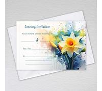 Webspectations Daffodil Wedding Evening Invitations with Envelopes/Evening Reception Invites/Welsh Yellow Flower: Floral Watercolour Daffodil Wedding Evening Invites (Pack of 50 with Envelopes)