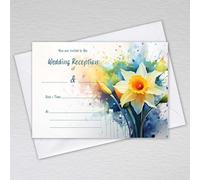 Webspectations Daffodil Wedding Reception Invitations with Envelopes Welsh Yellow Flower: Floral Watercolour Daffodil Wedding Reception Invites (Pack of 50 with Envelopes)