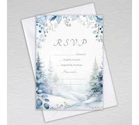 Webspectations Dusty Blue Winter RSVP Cards with Envelopes/Snowy Forest: Dusty Blue Winter Woodland Wedding RSVP Cards (Pack of 50 with Envelopes)