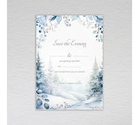 Webspectations Dusty Blue Winter Save the Evening Cards with Envelopes/Snowy Forest Wedding: Dusty Blue Winter Save the Evening Invites (Pack of 20 without Envelopes)