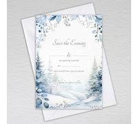 Webspectations Dusty Blue Winter Save the Evening Cards with Envelopes/Snowy Forest Wedding: Dusty Blue Winter Save the Evening Invites (Pack of 50 with Envelopes)