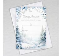 Webspectations Dusty Blue Winter Wedding Evening Invitations with Envelopes/Evening Reception Invites/Snowy Forest: Dusty Blue Winter Woodland Wedding Evening Invites (Pack of 20 with Envelopes)