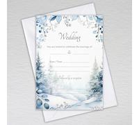 Webspectations Dusty Blue Winter Wedding Invitations with Envelopes/Snowy Forest: Dusty Blue Winter Woodland Wedding Invites (Pack of 20 with Envelopes)