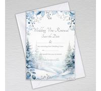 Webspectations Dusty Blue Winter Wedding Vow Renewal Save the Date Cards/Save the Day Invitations: Dusty Blue Winter Woodland Wedding Vow Renewal Save the Date Invites (Pack of 50 with Envelopes)