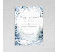 Webspectations Dusty Blue Winter Wedding Vow Renewal Save the Date Cards/Save the Day Invitations: Dusty Blue Winter Woodland Wedding Vow Renewal Save the Date Invites (Pack of 20 without Envelopes)