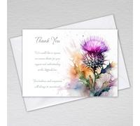 Webspectations Funeral Thank you cards with thoughtful wording thanking for support and sympathy at this difficult time: Scottish Thistle Funeral Thank You Card Pack (Pack of 20 without Envelopes)