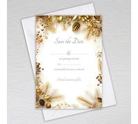Webspectations Golden Berry Winter Wedding Save the Date Cards with Envelopes/Save the Day Invitations/Cones and Berries: Golden Berry Christmas Save the Date Invites (Pack of 50 with Envelopes)