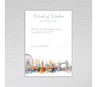Webspectations London Themed Table Trivia Wedding Icebreaker Table Favours: Watercolour UK British English City of London Skyline Wedding Trivia (Pack of 50 without Envelopes)