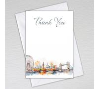 Webspectations London Themed Thank You Cards with Envelopes: Watercolour UK British English City of London Skyline Wedding Thank You Cards (Pack of 20 with Envelopes)