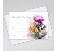Webspectations New Year's Eve Party Invitations with envelopes for a Scottish Themed NYE Hogmanay Flower of Scotland: Scottish Thistle New Years Invites (Pack of 20 with Envelopes)