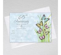 Webspectations Pack of 65th Wedding Anniversary Party Invitations with Envelopes: Butterfly 65th Anniversary Invites (Pack of 20 with Envelopes)