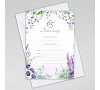 Webspectations Pack of 65th Wedding Anniversary Party Invitations with Envelopes: Lavender and Eucalyptus 65th Anniversary Invites (Pack of 20 with Envelopes)