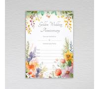 Webspectations Pack of Golden Wedding Anniversary Party Invitations: Vibrant Wildflower Golden Wedding Anniversary Invites (Pack of 20 without Envelopes)