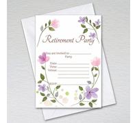 Webspectations Pack of Retirement Party Invitations with Envelopes: Watercolour Floral Retirement Party Invites (Pack of 50 with Envelopes)