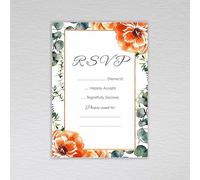 Webspectations Pack of RSVP Cards: Burnt Orange Floral Wedding RSVP Cards (Pack of 50 without Envelopes)