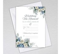 Webspectations Pack of Wedding Vow Renewal Invitations with Envelopes: Dusty Blue Wedding Vow Renewal Invites (Pack of 20 with Envelopes)
