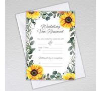 Webspectations Pack of Wedding Vow Renewal Invitations with Envelopes: Sunflower Wedding Vow Renewal Invites (Pack of 20 with Envelopes)