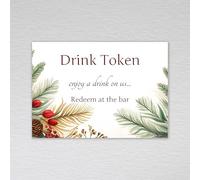 Webspectations Red Berry Christmas Drinks Token/Party Table Favours/Drink Tokens for Wedding: Red Berry Winter Wedding Drinks Token (Pack of 20 without Envelopes)