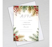 Webspectations Red Berry Christmas RSVP Cards with Envelopes: Red Berry Winter Wedding RSVP Cards (Pack of 50 with Envelopes)