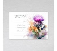 Webspectations Scottish RSVP Cards Scotland Flower Theme: Scottish Thistle Wedding RSVP Cards (Pack of 20 without Envelopes)