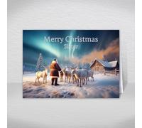 Webspectations Sister Christmas Card, A5 Size, Santa with Reindeer, Merry Christmas Sister, Luxury Greeting Card