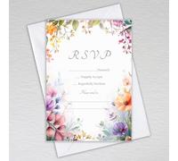 Webspectations Watercolour Wildflower RSVP Cards with Envelopes/Beautiful Floral Theme: Watercolour Wildflower Wedding RSVP Cards (Pack of 50 with Envelopes)
