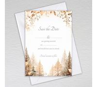 Webspectations Woodland Save the Date Cards with Envelopes/Wedding Save the Day Invitations/Tree Theme with Rustic Tones: Nature Forest Save the Date Invites (Pack of 20 with Envelopes)