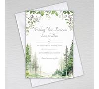 Webspectations Woodland Wedding Vow Renewal Save the Date Cards/Save the Day Invitations/Tree Themed: Green Forest Wedding Vow Renewal Save the Date Invites (Pack of 50 with Envelopes)
