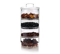 Webuyii Glass Storage Jars with Lids,Multi-Tier Stackable Containers Kitchen Food Canisters Canning Airtight Hermetic Glass Jar 4-Tier