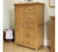 webworms wooden wardrobe with 1 door 5 drawers in oak