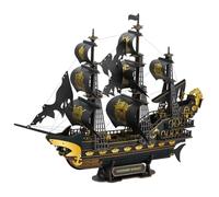 WEBYEARO 3D Puzzles for Adults, Black Pirate Ship Model Kits for Adults, DIY 3D Wooden Puzzles Pirate Ship for Desk Shelf Decor, 3D Puzzle Gift for Pirates Fans Craft Lovers