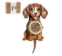 WEBYEARO 3D Wooden Puzzles for Adults, Dachshund Clock with Pendulum Model Kit, 3D Puzzle Room Home Decor DIY Wall Clock Kit, Holiday Birthday Christmas Day Gifts for Men Women Teens