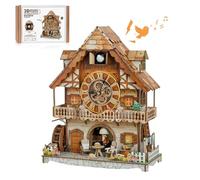 WEBYEARO 3D Wooden Puzzles for Adults, German Pastoral Cottage Cuckoo Clock Model Kits, 3D Puzzle Craft Kit DIY Functional Mechanical Building Toys, Creative Birthday Christmas Gift for Family Friends