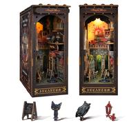 WEBYEARO Book Nook Kits for Adults, DIY Magic Shop Booknook Miniature Kit for Bookshelf Insert Decor, 3D Puzzle with Dust Cover and Led Light, 3D Wooden Puzzle Gifts for Family and Friends