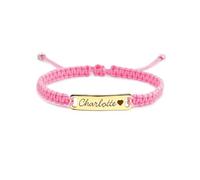 WEBYEARO Personalized Baby Bracelet, 18K Silver Plated Custom Name Bracelet, Pink Braided Cord Bracelets Adjustable for Baby Girls and Boys as Birthday Gift Baptism Gift