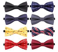 Webyon 8Pcs Elegant Adjustable Pre-tied Bow Ties for Men And Boys Assorted Colors (A)