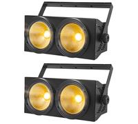 WECAN 200w Led Blinder Stage Par Lights,2-Eyes Warm White led Stage Lights, DMX Control,Sound Activation COB Strobe for Theater, Church, DJ Events 2 Pack