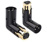wecan 3-Pin XLR 90 Degree Adapter, Adjustable Male to Female Right Angle XLR Adapter for Dmx Cable Black (2 Packs)