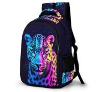 WECECE 16.5 Inch Cheetah Motif Backpack for Boys Girls 7-12 Years Kids Animal Daypack, Cool Durable Bookbag for Primary School Outdoor Travel and Spring Trip