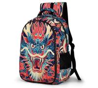 WECECE 16.5 Inch Dragon Backpack for Boys Girls Ages 10-15, Kids Dragon Japanese Style Back pack, Lightweight Refrigerator Door Rucksack for Year 4-8 School Travel and Outdoor