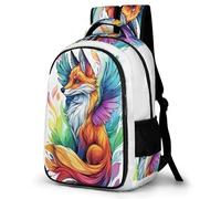 WECECE 16.5 Inch Fox School Backpack for Boys Girls Ages 8-12 and 14 Year Olds, Kids Animal Pattern Bookbag, Modern Stylish Bookbag for Primary School Outdoor Travel and Hiking